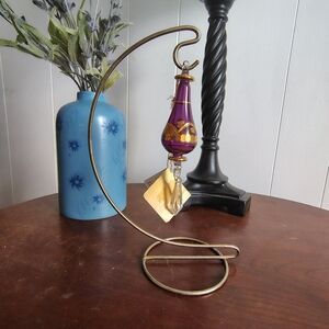 Kurt S Adler Egyptian Glass Ornament 5.5" Gold Trim W 9" Brass Tone Stand